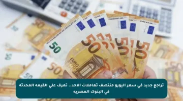 تراجع جديد في سعر اليورو منتصف تعاملات الأحد.. تعرف على القيمة المحدثة في البنوك المصرية